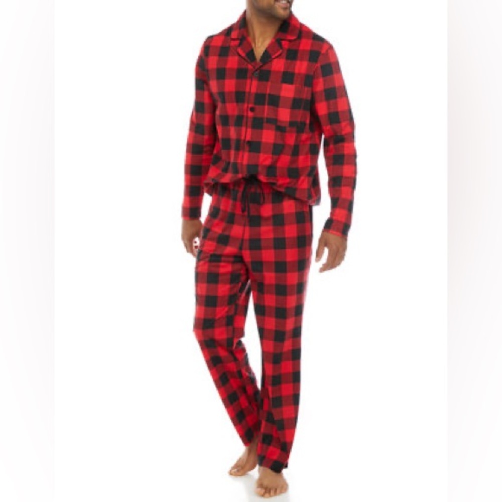 Pajamarama men’s red and black‎ Buffalo check plaid pajamas